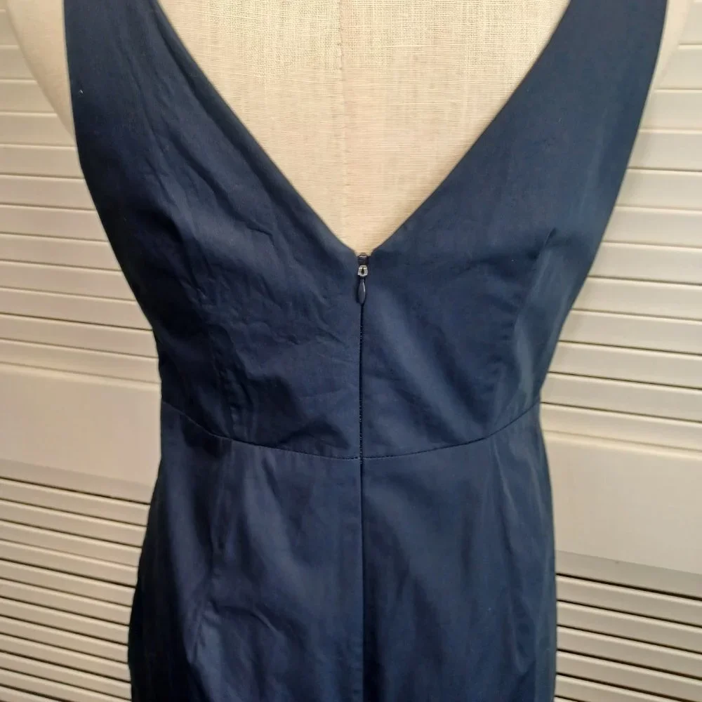 Ann‎ Taylor Navy Blue Ruched Faux Wrap V-Neck Sheath Dress Womens